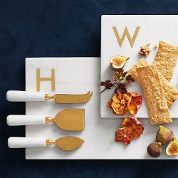 Marble &amp; Brass Cheese Knives, Set of 3