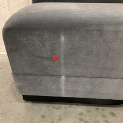 OPEN BOX: Capri Banquette Right Arm Single Bench, Performance Velvet, Charcoal, Ebony Leg