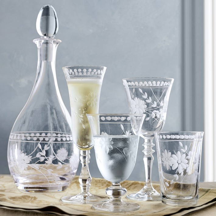 Vintage Etched Red Wine Glasses - Set of 4 | Williams Sonoma