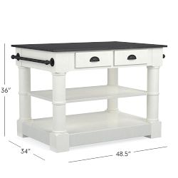 Barrelson Single Kitchen Island with Black Granite Top (49")