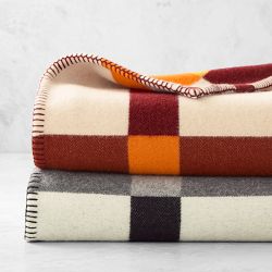 Keiran Wool Jacquard Throw, Orange