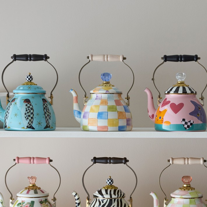 MacKenzie-Childs Confetti Check Tea Kettle | Williams Sonoma