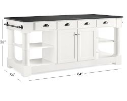 Barrelson Kitchen Island with Black Granite Top (84")
