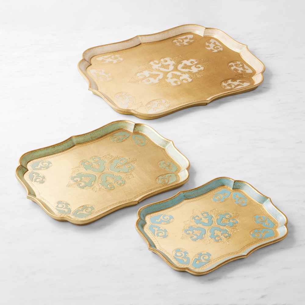 Florentine Wood Scallop Nesting Trays