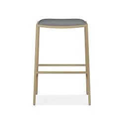 OPEN BOX: Dessau Backless Counter Stool, Milano Leather, Grey, Antique Brass