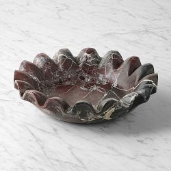 Alora Red Marble Ruffled Bowl