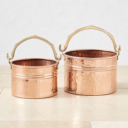 Copper Round Ribbed Planter