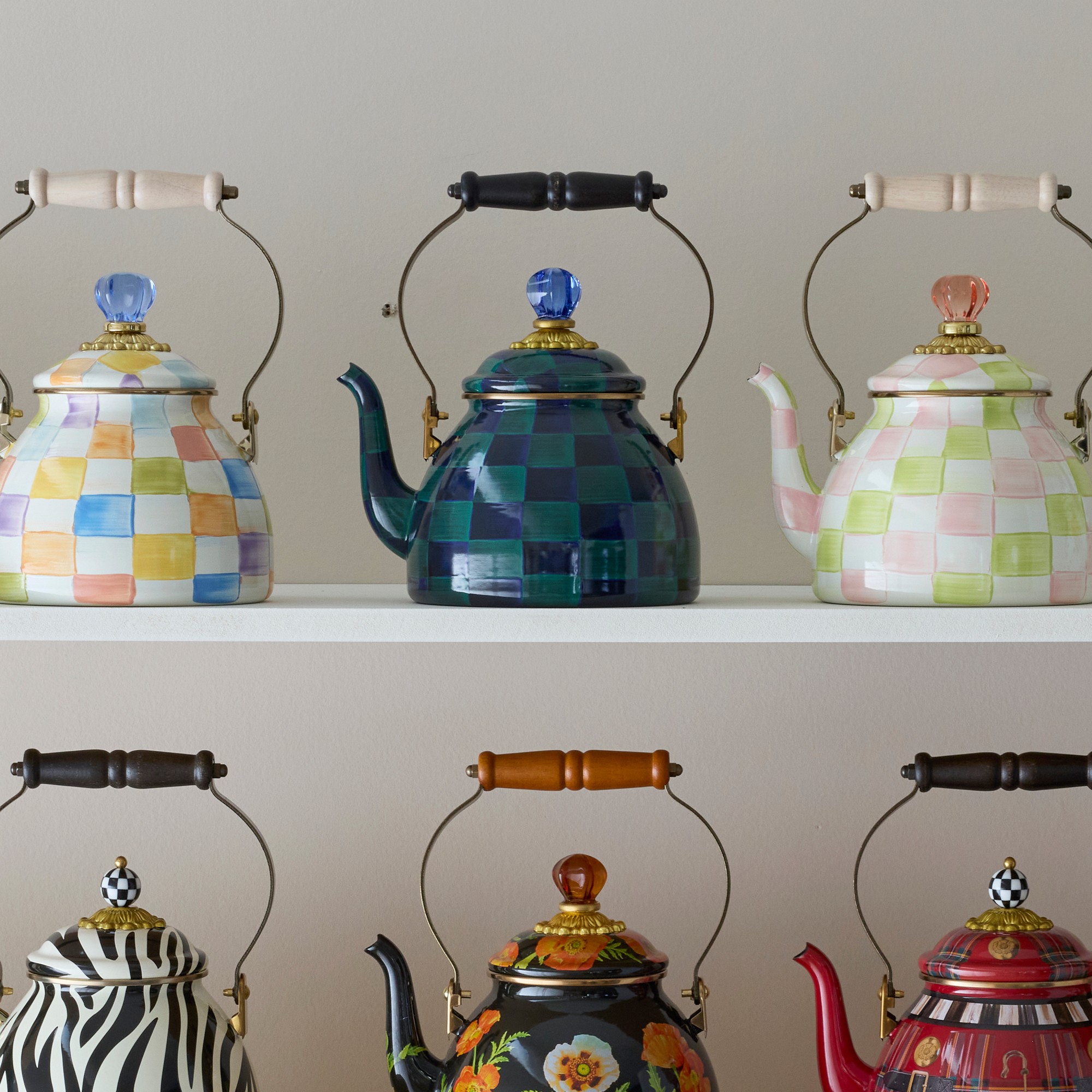 MacKenzie-Childs Juniper Check Tea Kettle, 2-Qt. Sansujyuku sansujyuku.com