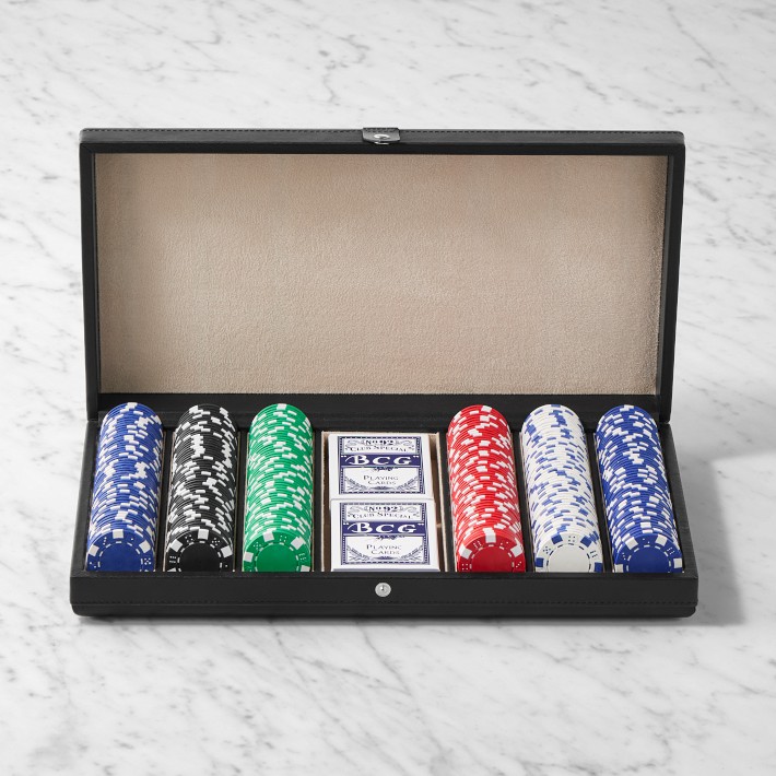 Mathis Leather Poker Set | Williams Sonoma