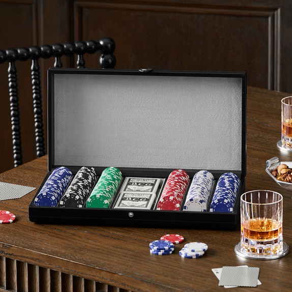 Mathis Leather Poker Set | Williams Sonoma