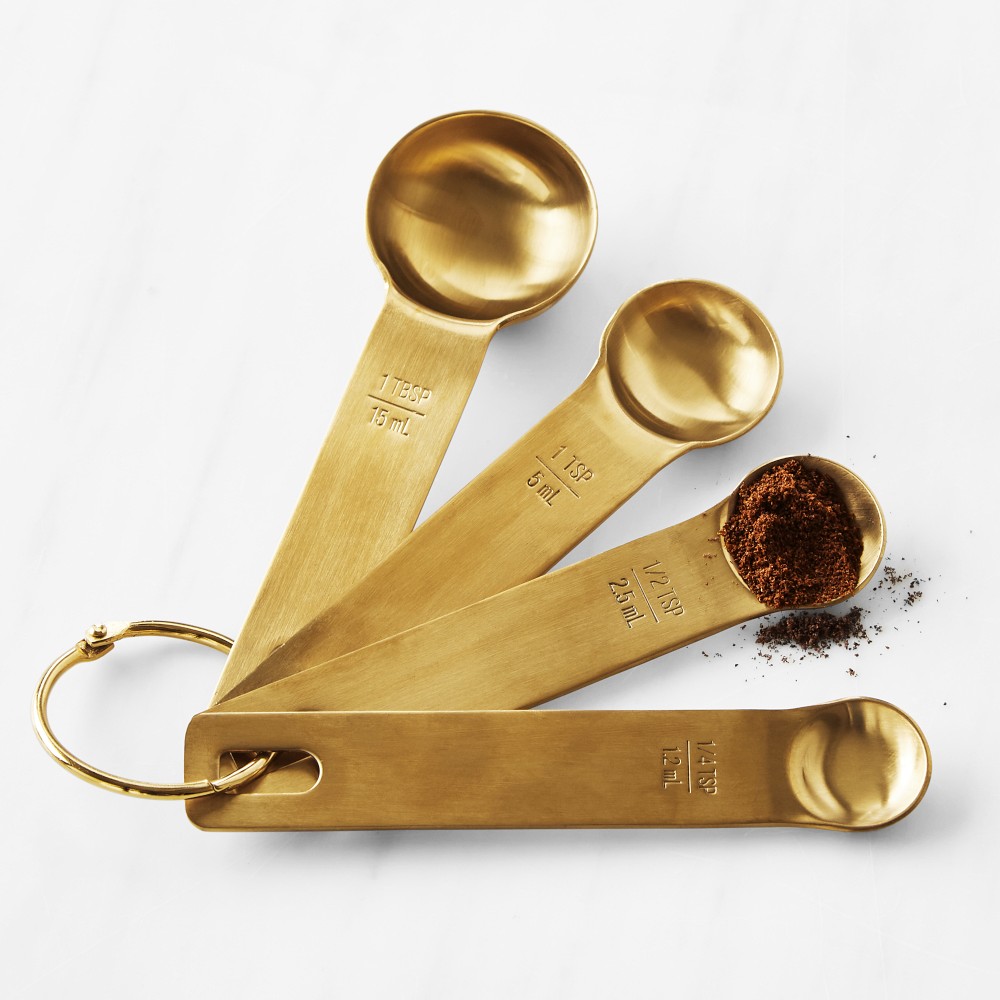 Williams Sonoma Gold Measuring Cups & Spoons - Set of 4