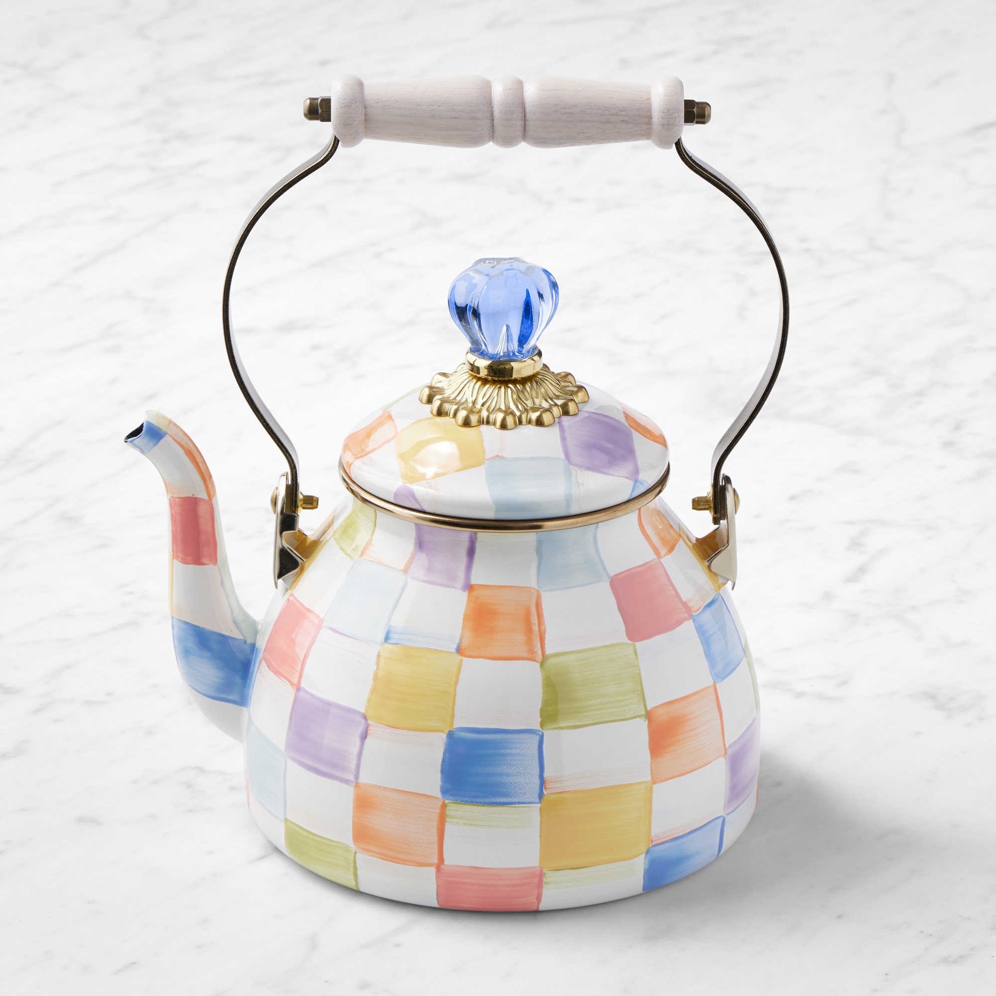 MacKenzie-Childs Confetti Check Tea Kettle, 2-Qt. Simolary simolary.com