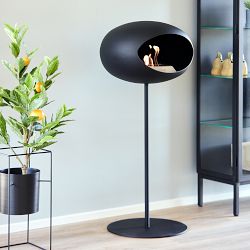 Le Feu Dome Steel High Fireplace, Black, Black Pole, Black Plate