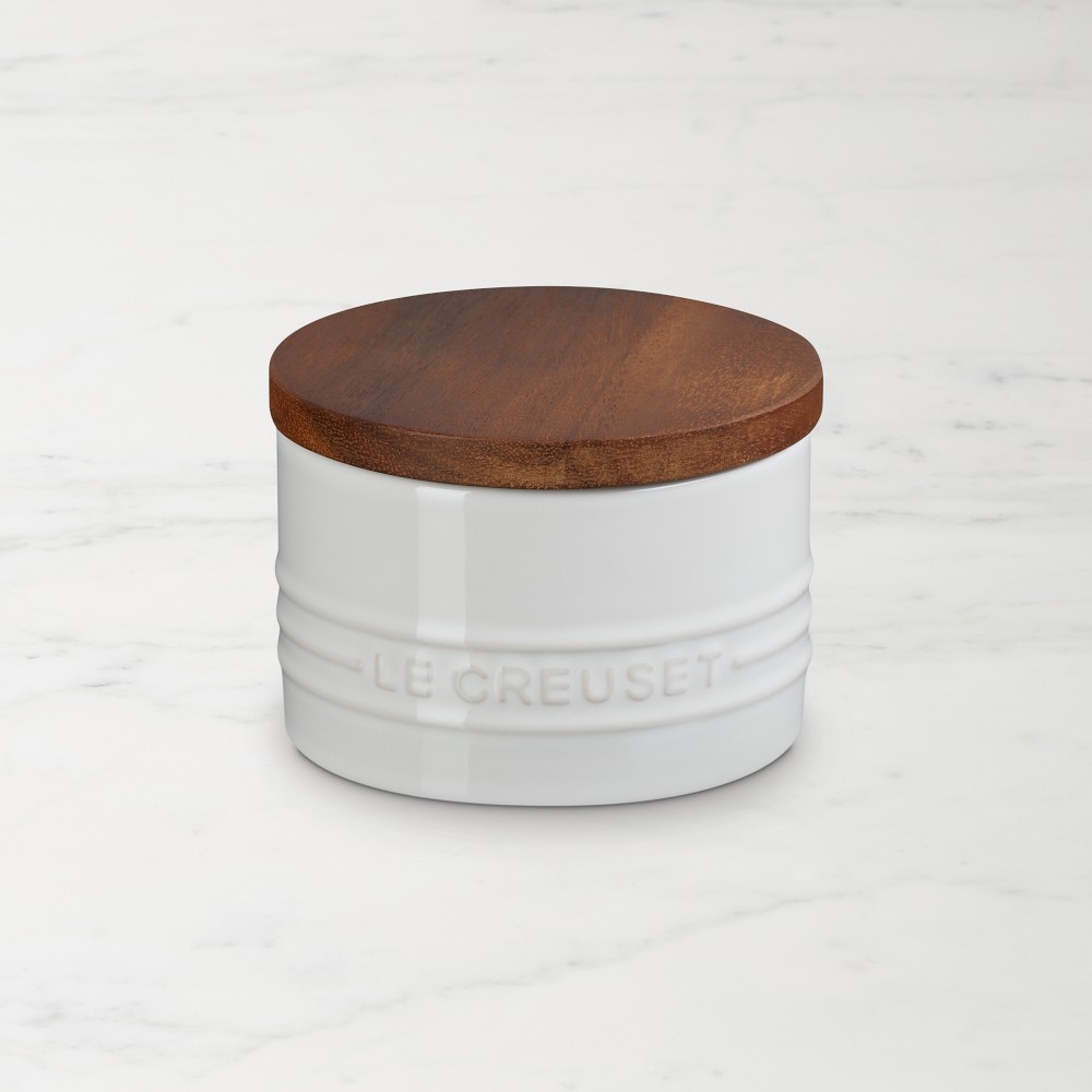 Le Creuset Signature Salt Cellar with Wood Lid - White