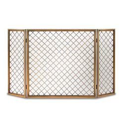 OPEN BOX:Hartwick Tri Panel Fireplace Screen, Antique Brass