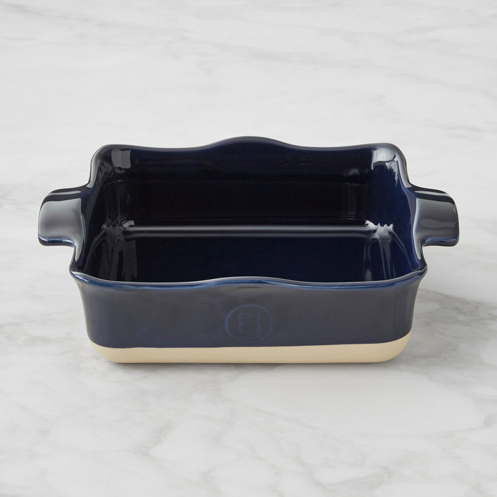 Emile Henry French Ceramic Ruffled Square Baker, 2-Qt. - Navy