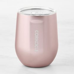 Corkcicle Insulated Stemless Wine Glass, Rose Metallic