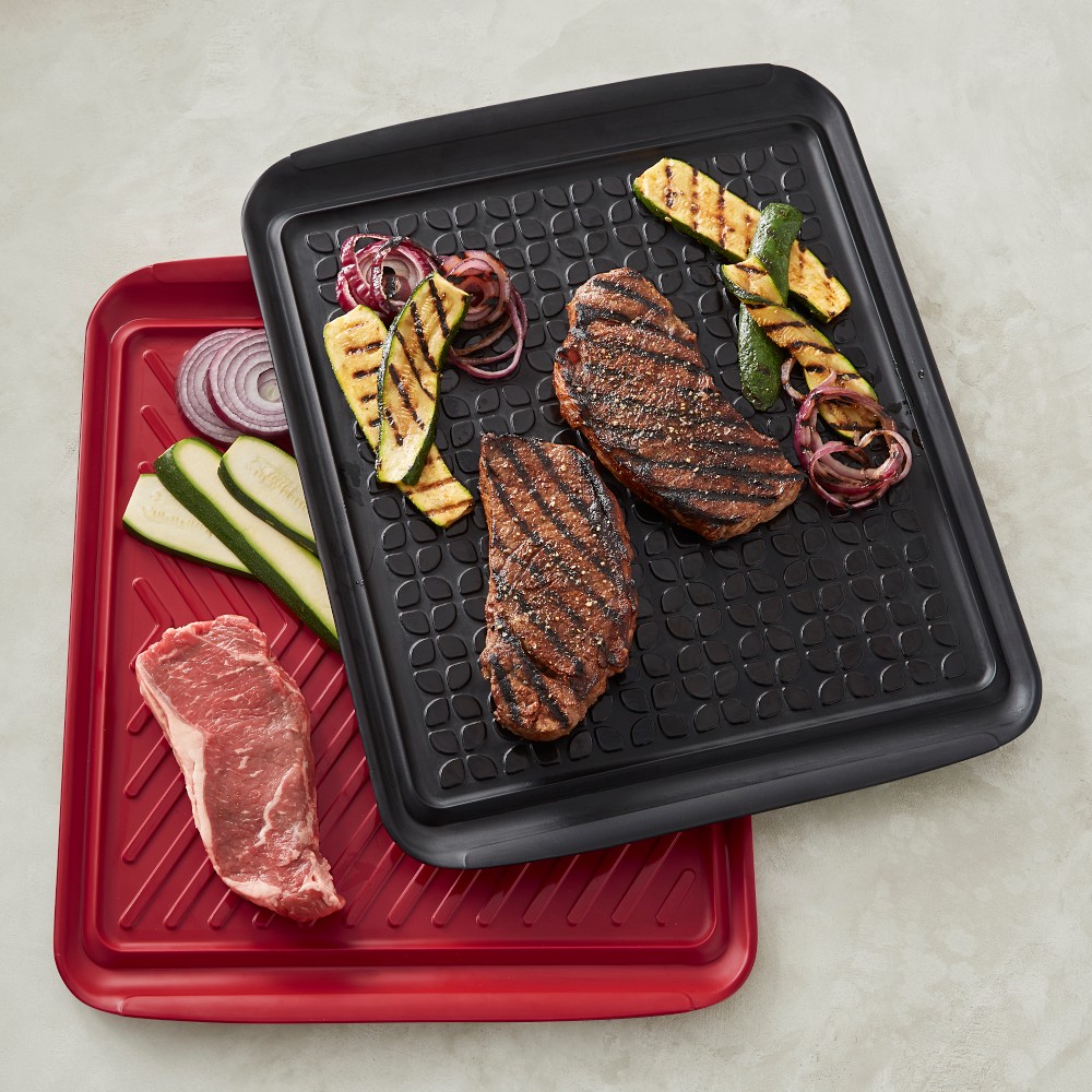 Williams Sonoma Grill Prep Trays - Set of 2, Extra Large, Red & Black