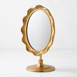 OPEN BOX:AERIN Gold Scalloped Oval Vanity Mirror, 16"H