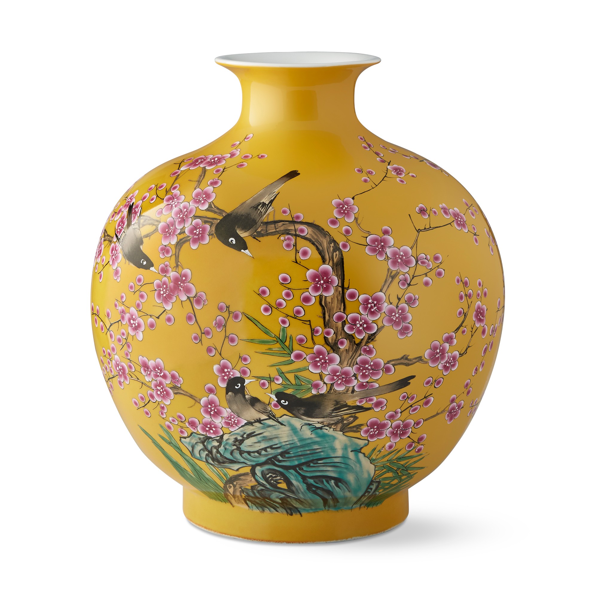Yellow Hummingbird Ginger Jar Pom Vase Simolary simolary.com