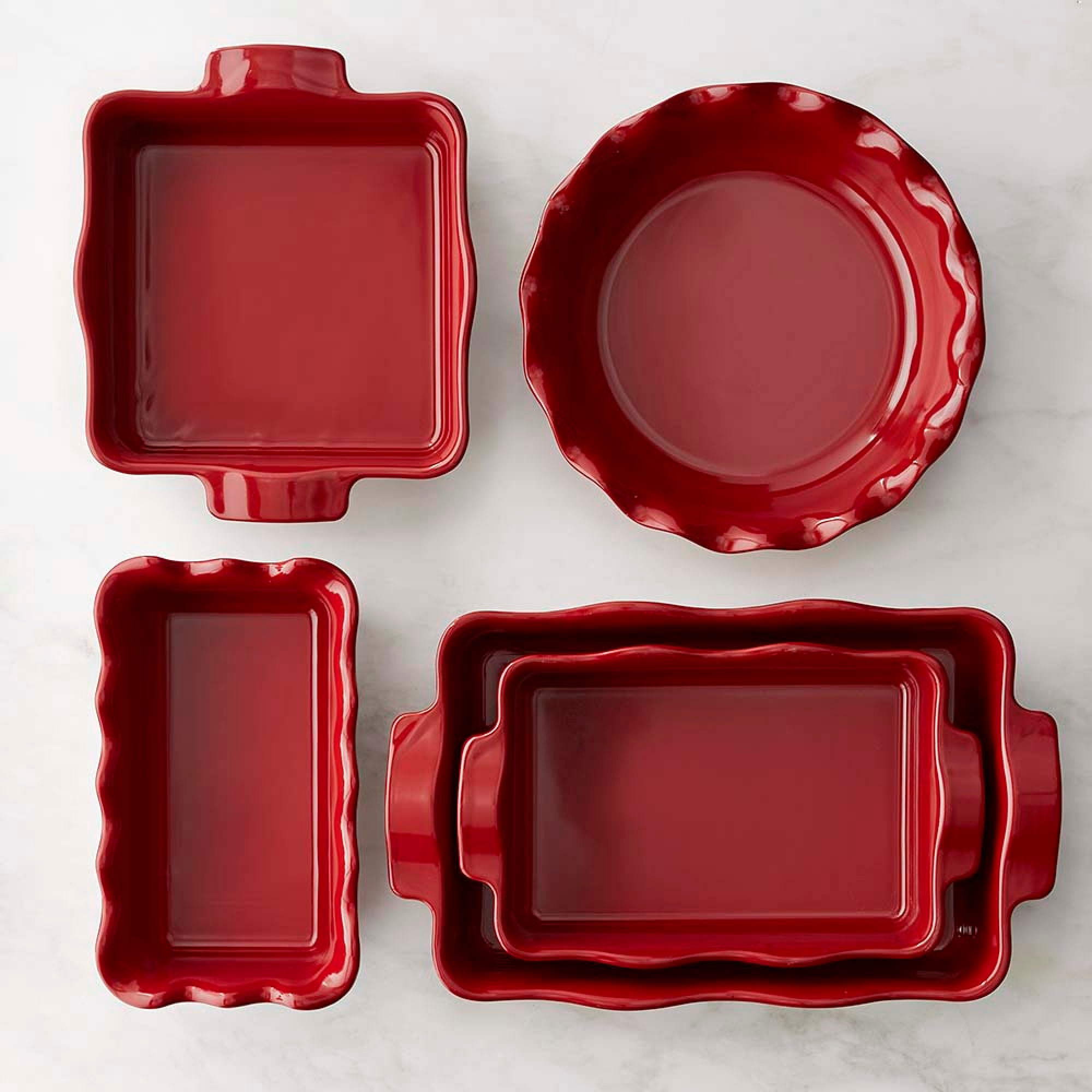 Emile Henry French Ceramic Ruffle Bakeware, Ultimate Set of 5 Sansujyuku sansujyuku.com