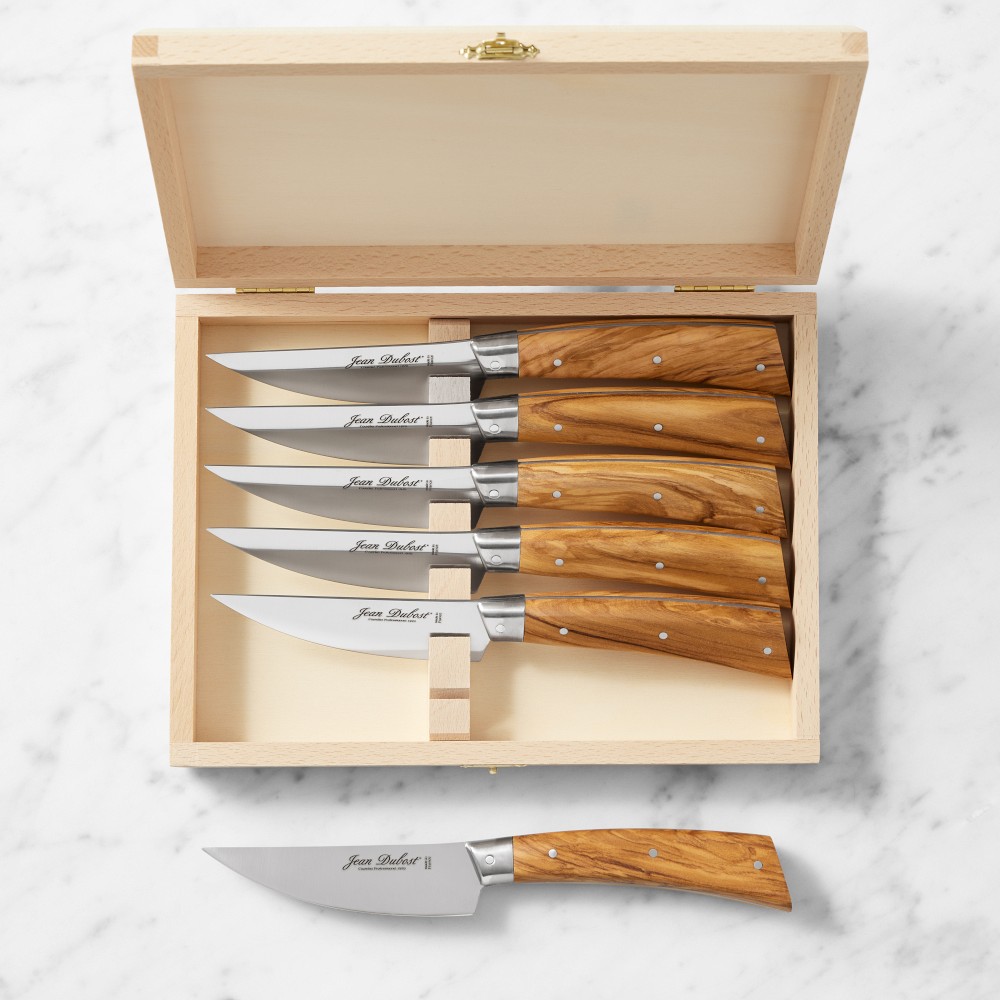 Jean Dubost Bistronomie Wide Blade Olivewood Steak Knives, Set of 6 - Set of 6