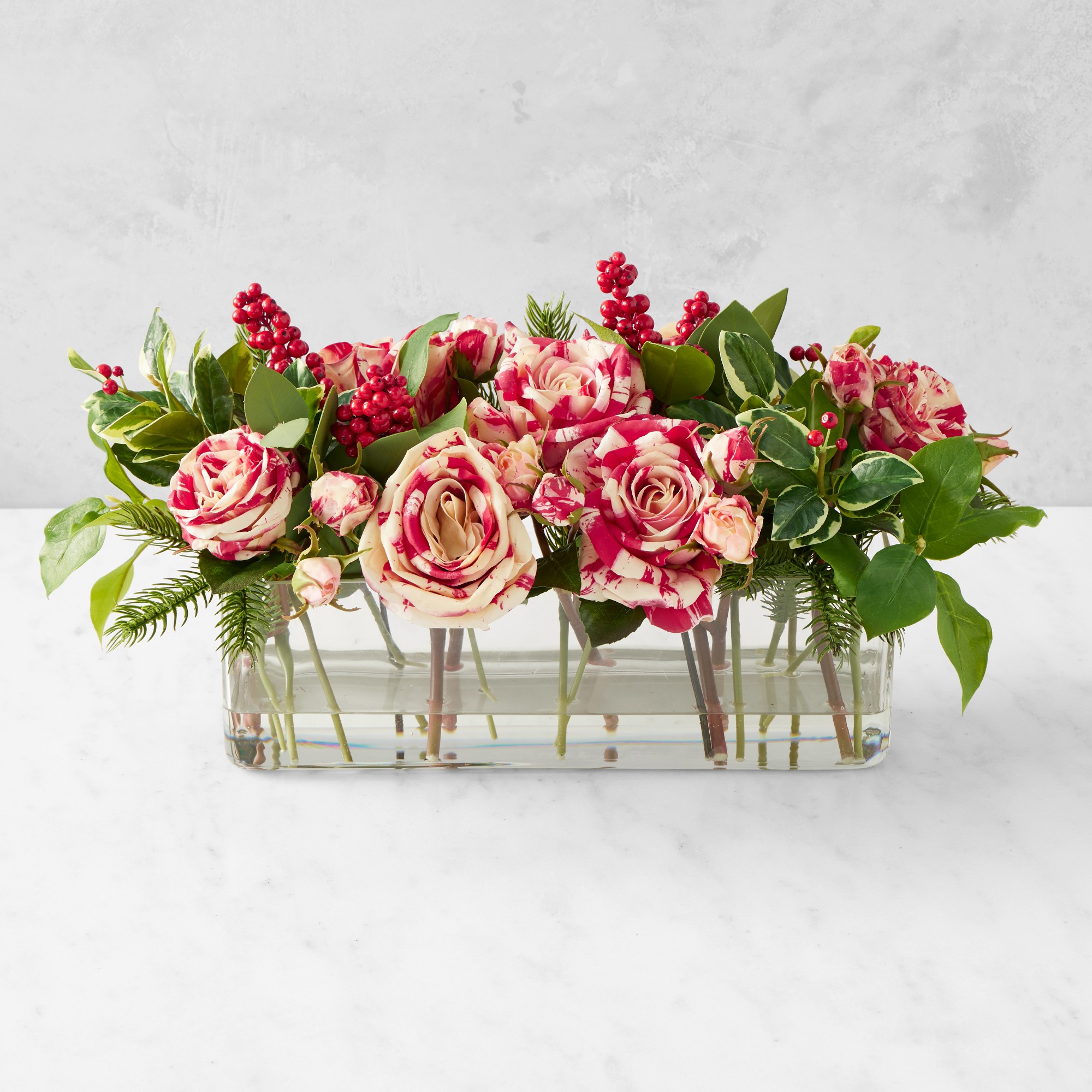 Faux Candy Cane Arrangement in Table Runner Vase Simolary simolary.com