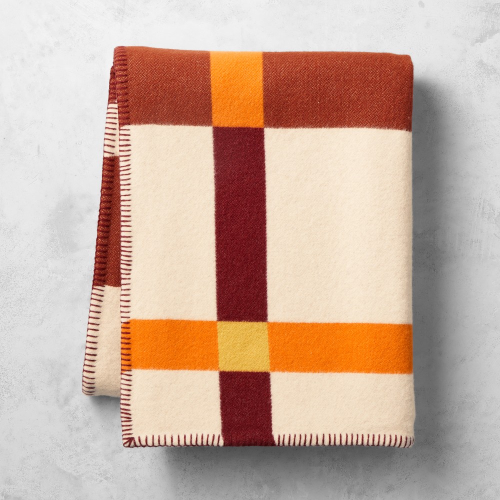 Keiran Wool Jacquard Throw, Orange - 50" X 70", Orange