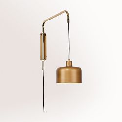 Jeno Swing Arm Wall Sconce, Polished Satin Brass