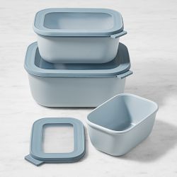 Mepal Rectangular Nested Deep Food Storage Containers, 6-Piece Set, Nordic Blue