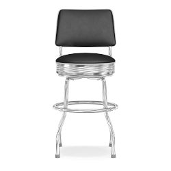 OPEN BOX: Cushion-Back Diner Stool, 24", Black