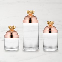 Ruffoni Glass Canisters with Lotus Knob, Set of 3
