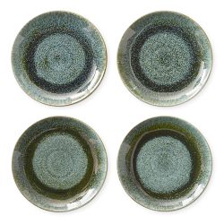 OPEN BOX: Cyprus Reactive Glaze Salad Plates, Set of 4, Green