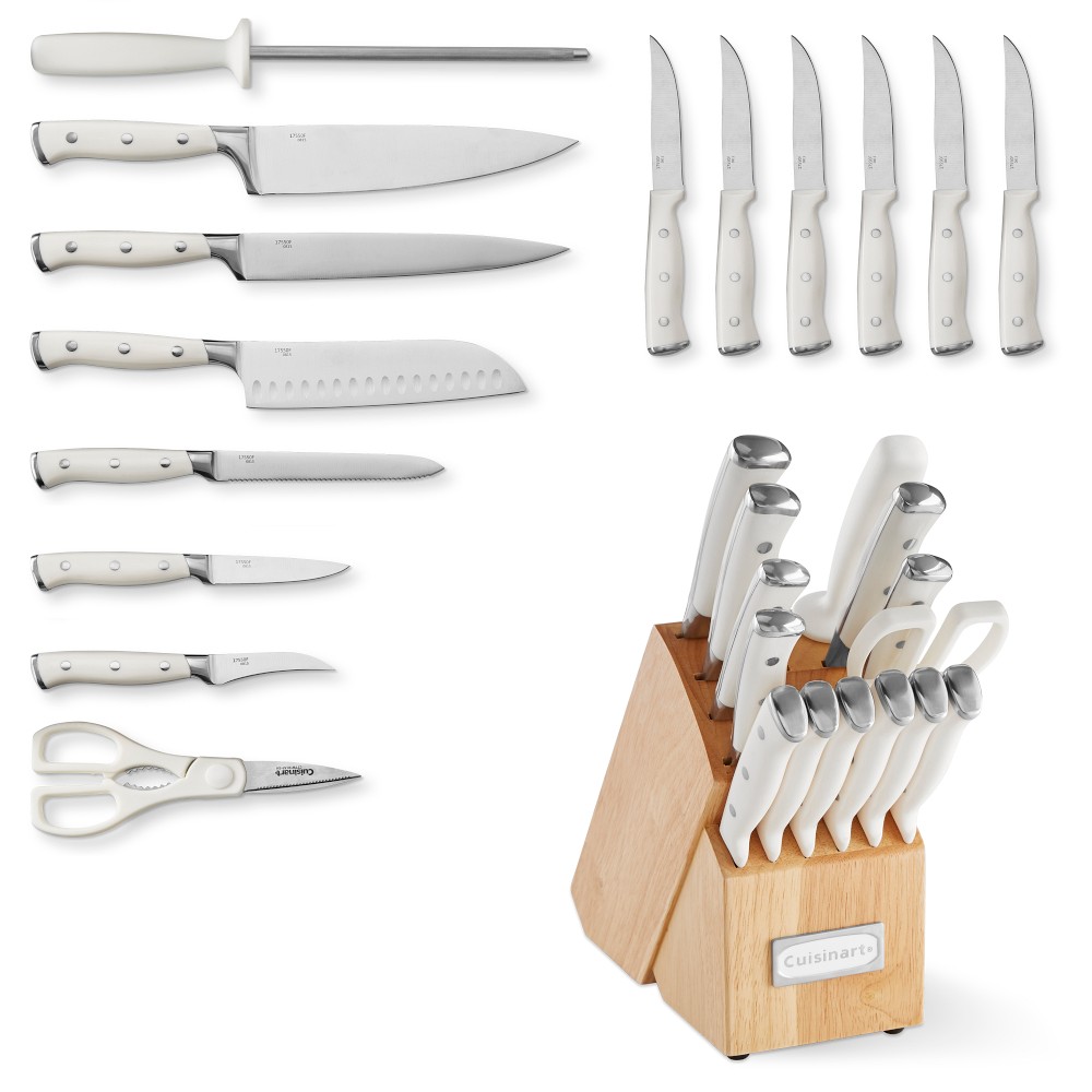 Cuisinart Triple Rivet Cutlery Block, Set of 15 - White