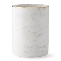 OPEN BOX:White Marble and Brass Wastebasket
