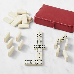 OPEN BOX: Williams Sonoma Home x THE GEORGE Dominoes, Leather, Red