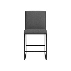 OPEN BOX: Lancaster Dining Counter Stool, Perennials Performance Basketweave, Light Grey, Bronze