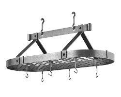 Enclume Oval Pot Rack, 3-Ft, Hammered Steel