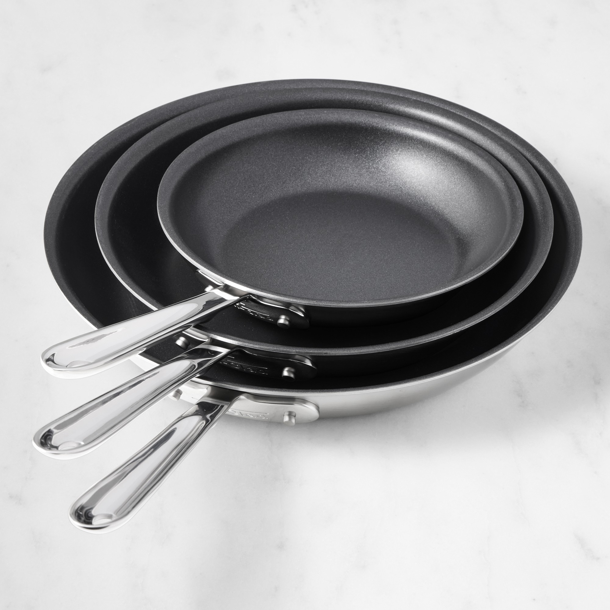 All-Clad D5 Brushed Stainless-Steel Pro Nonstick Fry Pan, Set of 3 Simolary simolary.com