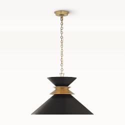 Alborg Brass Pendant with Matte Black Shade, Large
