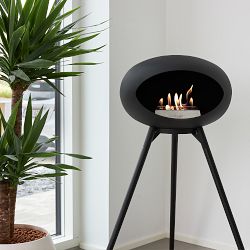 Le Feu Dome Ground High Fireplace, Black, Black Bowl, Black Legs, 79cm