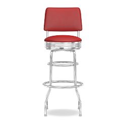 OPEN BOX: Cushion-Back Diner Stool, 30", Dark Red