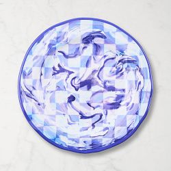 MacKenzie-Childs Blue Marble Check Melamine Dinner Plates, Set of 4