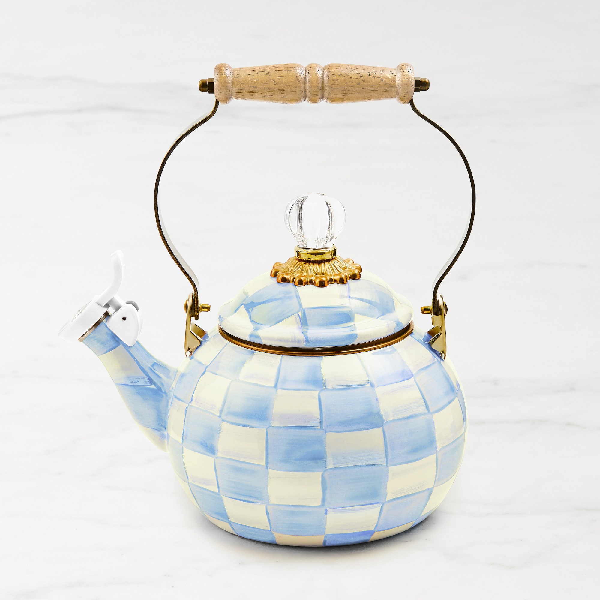MacKenzie-Childs Sky Check Whistling Tea Kettle Simolary simolary.com