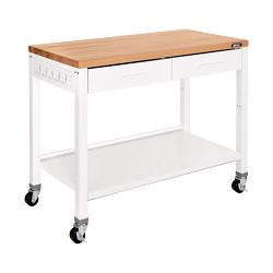 Seville Classics HOME Work Center Island Table, 48" W x 24" D x 36" H