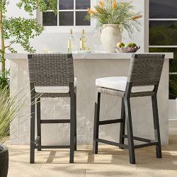 Larnaca Slate Grey Metal x All-Weather Weave Bar Stool