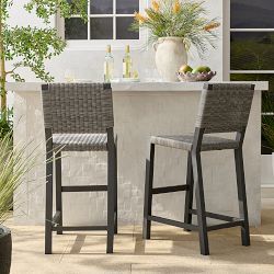 Larnaca Slate Grey Metal x All-Weather Weave Bar Stool