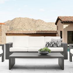 Larnaca Outdoor Slate Grey Metal Sofa (96"-107")