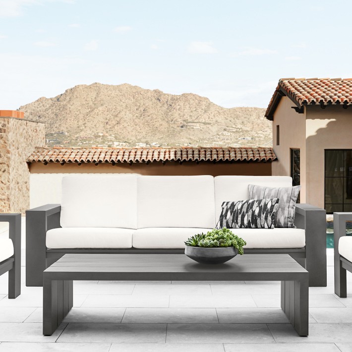 Larnaca Outdoor Slate Grey Metal Sofa | Williams Sonoma