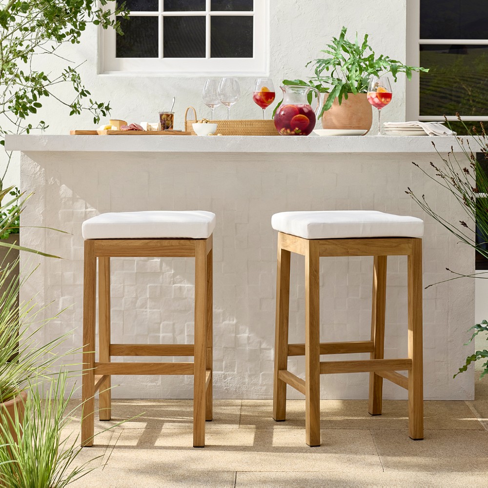 Larnaca Teak Backless Bar Stool by Williams Sonoma Home